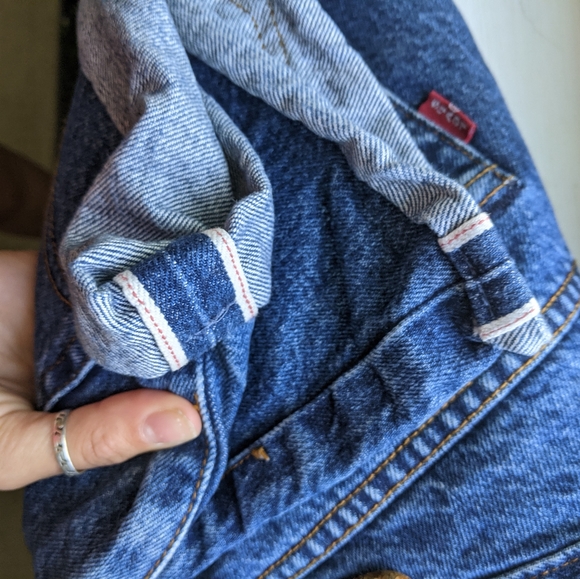 Levi's Selvedge White Oak Cone denim jean shorts 31 medium dark wash RARE - Picture 4 of 7